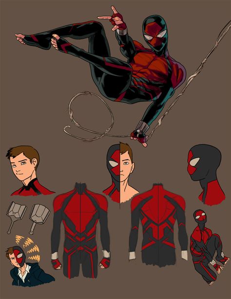 P:R Spiderman redesign by anklesnsocks.deviantart.com on @deviantART Custom Spider Man Suit Art, Homemade Spiderman Suit Concept, Fanmade Spiderman Suits, Spiderman Suit Redesign, Spiderman Redesign, Spiderman Redesign Character Design, Spiderman Fanart, Spiderman Characters, Spiderman Suits