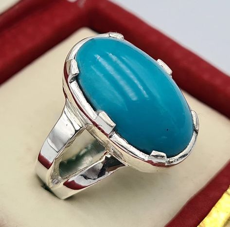 Feroza Ring Real Turquoise Natural Blue Super Clean Clear - Etsy Serbia Feroza Ring, Zodiac Jewellery, Unisex Christmas Gifts, White Opal Ring, Natural Turquoise Stone, Mens Rings, Real Turquoise, Ring Mens, Zodiac Jewelry