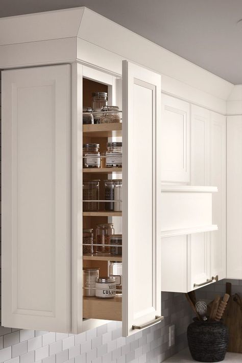 Diamond at Lowes - Organization - Wall Spice Pull-Out Lowes Kitchen Cabinets Diamond, Diamond Cabinets Kitchens Lowes, Diamond Cabinets Kitchens, Casita Kitchen, Diamond Kitchen Cabinets, Lowes Kitchen Cabinets, Organization Wall, Kitchen Elements, Diamond Cabinets