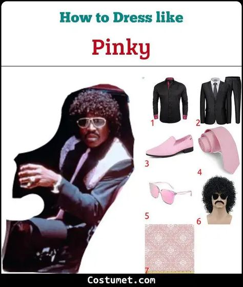 Pinky From Friday, Pink Adjustable Costume Accessories For Halloween, Cheap Pink Halloween Costume Accessories, Fitted Pink Costume For Halloween, Fitted Pink Halloween Costume Accessories, Pink Tuxedo, Friday Movie, Black Curly Wig, Saints And Sinners