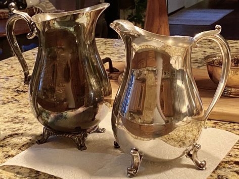 Flowers In Silver Teapot, Silver Tea Set Display Ideas, Upcycle Silver Tea Set, Silver Pitcher Decor Ideas, Repurpose Silver Tea Set, Silver Teapot Decor, Using Silver Pieces To Decorate, Repurpose Silver Serving Pieces, Silver Teapot Repurpose