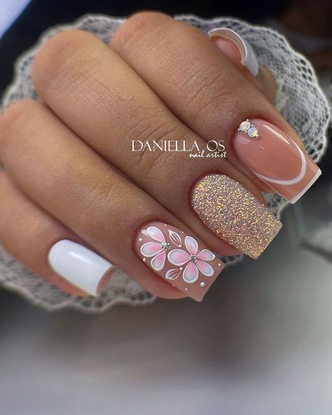 Nails Rosa, Fancy Nail Art, Wow Nails, French Manicure Nails, Simple Gel Nails, Summery Nails, Cute Acrylic Nail Designs, Classy Acrylic Nails, Uñas Acrilicas