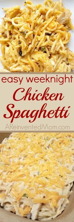 Easy Weeknight Chicken, Easy Chicken Spaghetti, Chicken Spaghetti Recipe, Weeknight Chicken, Resep Pasta, Food Simple, Diy Easy Recipes, Meals Easy, Spaghetti Recipe