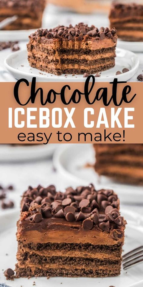 Chocolate Ice Box Dessert, Chocolate No Bake Cake, Cream Cheese Ice Box Cake, Chocolate Refrigerator Cake, Chocolate Refrigerator Dessert, No Bake Desserts With Graham Crackers, Graham Cracker Refrigerator Cake, Ice Box Cake Recipes Pioneer Woman, Chocolate Icebox Cake Recipes