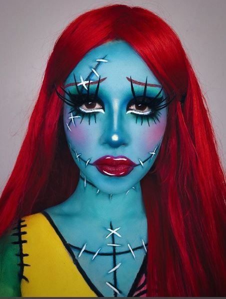 Sally Face Painting, Horror Smink, Cosplay Makeup Ideas, Sally Makeup, Disfarces Halloween, Paint Halloween, Themed Costumes, Halloweenský Makeup, Halloween Make-up Looks