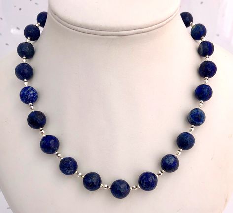 Lapis Lazuli Necklace, Navy Blue Necklace, Dark Blue Gemstone Necklace, Semi Precious Natural Stone Necklace, Bold Lapis Beaded Necklace Navy Blue Beaded Necklace, Dark Blue Beaded Necklace, Dark Blue Necklace, Navy Blue Necklace, Stringing Beads, Blue Gemstone Necklace, Pink Pearl Necklace, Motifs Perler, Natural Stone Necklace