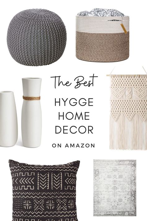 This is the best finds on a budget for hygge home decor, all on Amazon. These items will instantly make your space more hygge and there's finds for the living room, bedroom, kitchen & more. There's plenty of inspiration here to creat a cozy space that you'll love. Colors range from neutral to dark. All of these are inspired by the danish concept of 'hygge,' (and there's a link to the book!) that's all about finding happiness in the everyday. These finds work for summer or winter. Hygge Living Room Rugs, Rustic Living Room Furniture Ideas, Hygge Decor Living Rooms, Hygge Room, Hygge Living Room, Hygge Bedroom, Hygge Home Decor, Create A Cozy Home, Living Room Furniture Ideas