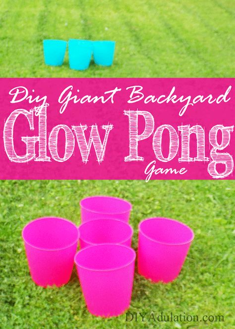 This super fun DIY giant backyard glow pong game is the perfect break for busy families to get outside and have some fun together! Find out how to play now! Outside Party Games, Yard Pong, Giant Backyard, Giant Beer Pong, Backyard Games Diy, Games Activities For Kids, Picnic Activities, Diy Yard Games, Pong Game