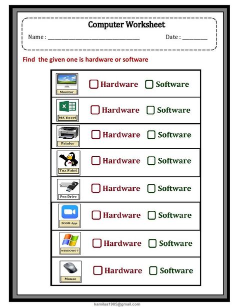 Use Of Computer Worksheet, Computer Hardware And Software, Computer Basics Worksheet, Computer Education Teaching, Hardware And Software Worksheet, Computer Worksheet For Grade 4, Computer Worksheet For Class 1, Teaching Computer Skills, Computer Worksheet