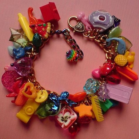 Disney Signatures, Plastic Charms, Rainbow Mermaid, Candy Jewelry, Kandi Bracelets, Jewelry Aesthetic, Funky Jewelry, The 80's, Cute Charms