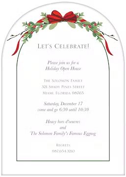 Christmas Party Invitations - partyinvitations.com Open House Party Invitations, Tea Invitations, Santa Breakfast, Open House Parties, Christmas Tea Party, White Elephant Party, Christmas Open House, Christmas Eve Dinner, Christmas Tea