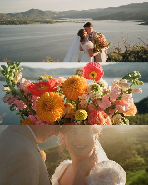 Spring Wedding Pictures, True To Color Wedding Photography, Colorful Wedding Photography, Dreamy Wedding Photography, Aesthetic Beach Wedding, Film Wedding Photography, Wildflower Wedding, Wedding Mood Board, Wedding Mood