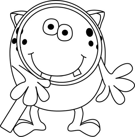 Black and White Black and White Monster with Magnifying Glass Black And White Monster, Monster Images, White Monster, Space Party Decorations, Monster Clipart, Star Monsters, Monster Under The Bed, Felt Animal Patterns, Monster Theme