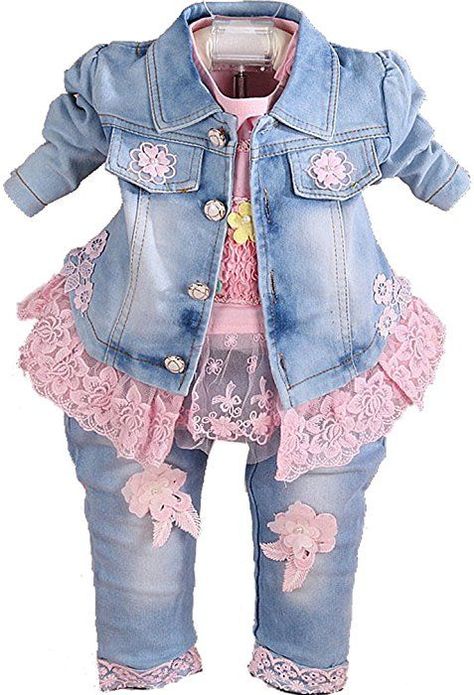 Amazon.com: YYA Baby Girls Denim Clothing Sets 3 Pieces Set (1-2Years, Pink): Clothing Classy Jeans Outfit, Dressy Jeans Outfit, Dressy Winter, Jeans Outfit Spring, Dressy Jeans, Jean Outfit, Baby Mode, Denim Outfits, Casual Fridays