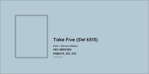 Sherwin Williams Take Five (SW 6513) Paint color codes, similar paints and colors Take Five Sherwin Williams, Sherwin Williams Take Five, Nerd House, Munsell Color System, White Marble Mosaic, Analogous Color Scheme, Paint Color Codes, Rgb Color Codes, Hexadecimal Color