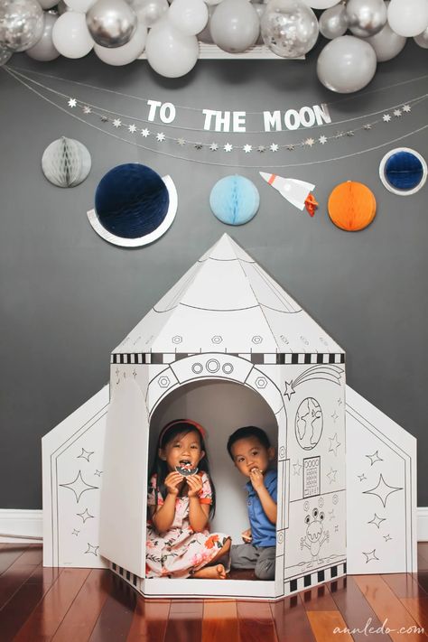 Space Theme Bounce House, Space Birthday Decor, One Trip Around The Sun Birthday Boy, First Birthday Boy Space Theme, Out Of This World Birthday Party, Space Themed Birthday Party Decoration, Rv Birthday, Space Themed First Birthday Party, Space Themed First Birthday