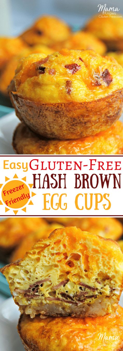 Easy-peasy make ahead Hash Brown Egg cups are a perfect grab-a-go-breakfast. Egg cups are super easy to make and you can customize them by adding your favorite omelet style fillings. The addition of a tater tot crust packs a big breakfast taste into a muffin sized cup. #glutenfreerecipes Gluten Free Grab And Go Breakfast, Hash Brown Egg Cups, Easy Egg Muffins, Wheat Allergy, Brown Egg, Egg Cups Breakfast, Gf Breakfast, Healthy Breakfast Muffins, Dairy Free Breakfasts