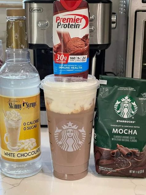 protein shake and chaffle recipe ideas | Iced White Chocolate Mocha  | Facebook White Chocolate Mocha Protein Coffee, Iced White Chocolate Mocha At Home, Mocha Protein Shake, Mocha Recipes, Chocolate Protein Shake, Iced White Chocolate Mocha, Iced Coffee Protein Shake, Chaffle Recipe, Chocolate Protein Shakes