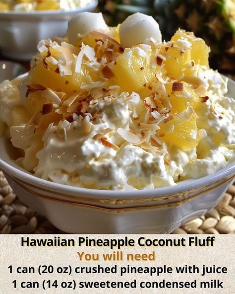 Pineapple Coconut Fluff, Coconut Salad, Pineapple Fluff, Salad Homemade, Fluff Recipe, Parmesan Crusted Chicken, Instant Pudding Mix, Parmesan Crusted, Pineapple Coconut