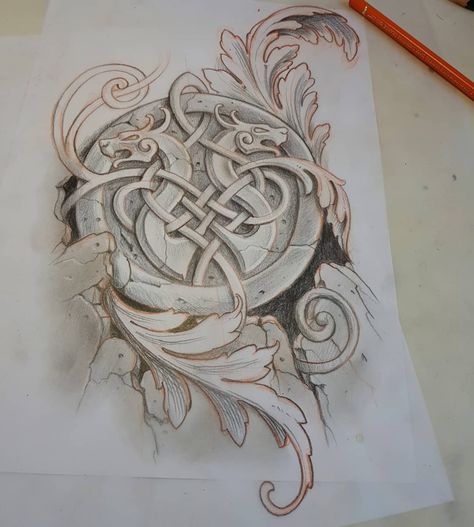 Ancient Viking Art, Celtic Drawings, Celtic Dragon Drawing, Dragon Celtic, Celtic Knot Drawing, Celtic Dragon Tattoos, Celtic Animals, Celtic Tattoo Designs, Draw Tattoo