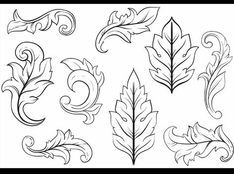 Filigree Tattoo, Flourish Design, Ornament Drawing, Baroque Frames, Leather Tooling Patterns, Victorian Pattern, Tooling Patterns, Vector Art Design, Leaf Designs