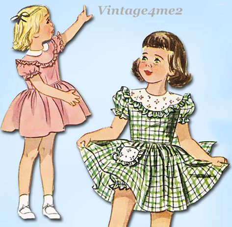 Scallop Dress Pattern, Toddler Fall Fashion, Vintage Toddler Dress, Butterick Patterns Vintage, Toddler Designer Clothes, Vintage Vogue Sewing Patterns, Children's Dresses, Childrens Sewing Patterns, Vintage Girls Dresses