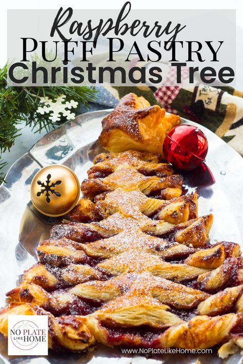 This four-ingredient Raspberry Puff Pastry Christmas Tree is a pull-apart Christmas tree-shaped dessert that's not only festive but delicious and easy-to-make. It's topped with a "shooting star" too. Add this easy dessert to your holiday baking list. Click the link to get the recipe! Christmas Desserts Pastry, Christmas Tree Twist Pastry, Christmas Candy Cane Pastry, Christmas Rolls Dessert, Puff Pastry Christmas Tree Dessert, Puff Pastry Recipes For Christmas, Puff Pastry Pull Apart Christmas Tree, Christmas Breakfast Puff Pastry, Christmas Raspberry Dessert