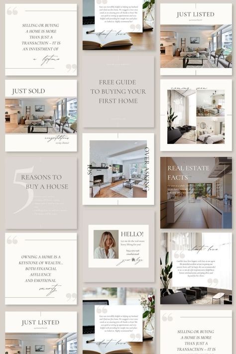 Download real estate social media posts instantly with our marketing template. Boost your real estate marketing with professional content. #realestate #socialmedia #marketing #template #instantdownload. Real Estate Vision Board, Real Estate Agent Outfits, Real Estate Marketing Strategy, Realtor Social Media, Real Estate Marketing Design, Real Estate Social Media, Real Estate Ads, Buying Your First Home, Instagram Template Design