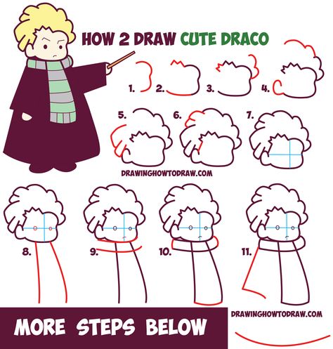 How to Draw Cute Draco Malfoy from Harry Potter (Chibi / Kawaii) Easy Step by… How To Draw Draco Malfoy Step By Step, Cute Draco Malfoy, Harry Potter Drawings Easy, Harry Potter Chibi, How To Draw Cute, Harry Potter Art Drawings, Easy Step By Step Drawing, Draw Cute, Harry Potter Draco Malfoy