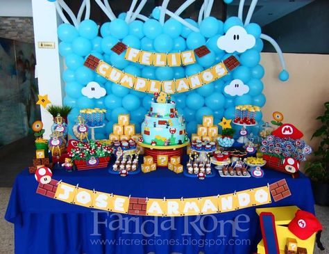 José Armando 8th. Birthday Party Mario Dessert Table, Super Smash Bros Party, Super Mario Bro, Super Mario Brothers Party, Mario Y Luigi, Super Mario Bros Party, Mario Bros Birthday, Mario Bros Party, Mario Birthday Party