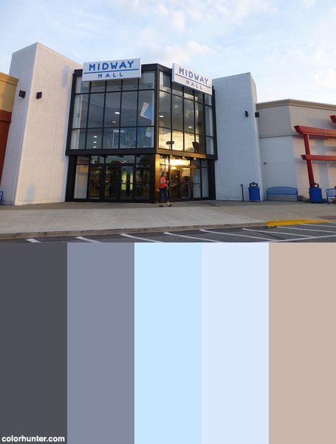 Midway+Mall+In+Elyria+Color+Scheme Bloxburg Mall, Shopping Mall, Color Pallets, Color Themes, Multi Story Building, House Exterior, Color Palette, Color Schemes, Architecture Design