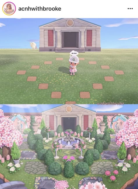 Acnh Elegantcore, Acnh Elegant, Cottagecore Animals, Fairy Island, Cottagecore Animal Crossing, Cottagecore Pink, Ac Ideas, Core Ideas, Pink Island