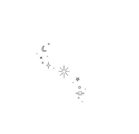 Simple Tattoos Space, Space And Stars Tattoo, Tattoo Ideas Galaxy, Space Tattoos Simple, Dainty Celestial Tattoo, Space Tattoo Simple, Space Tattoo Minimalist, Small Tattoos Space, Small Moon And Star Tattoo Ideas