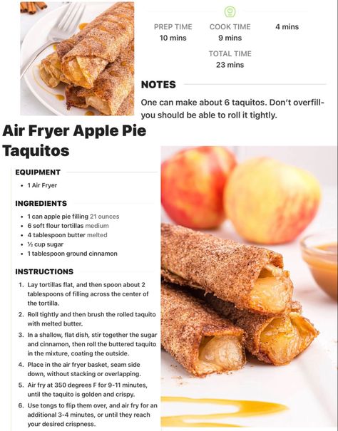 Air Fryer Apple Taquitos, Apple Taquitos, Apple Pie Taquitos, Air Fryer Apple Pie, Apple Pie, Air Fryer, Sweet Tooth, Pie