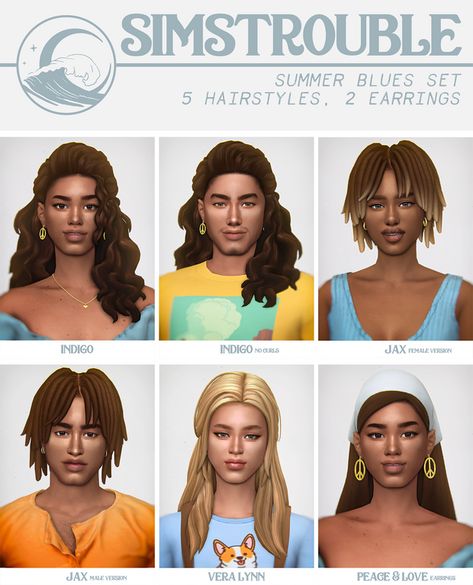 Sims 4 Mac, Indigo Hair, Vera Lynn, Summer Blues, Sims 4 Cc Skin, The Sims 4 Download, Dread Hairstyles, Sims 4 Cas, Sims 4 Cc Finds