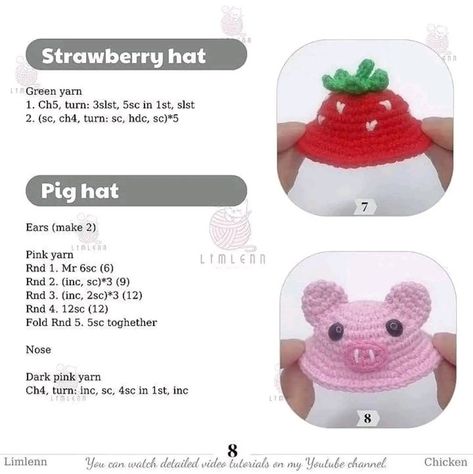 Enjoy Cute Morning, Lover Crochet, Strawberry Frog, Crochet Baby Dress Free Pattern, Strawberry Hat, Frog Crochet, Frog Hat, Rainbow Loom Charms, Crochet Tutorial Pattern