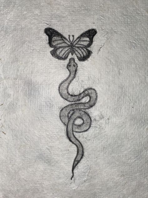 Snake butterfly drawing Snake And Butterfly Tattoo, Snake And Butterfly, Butterfly Tattoo On Hand, Tattoo On Hand, Tattoo Butterfly, Snake Tattoo, Butterfly Tattoo, Tattoo On