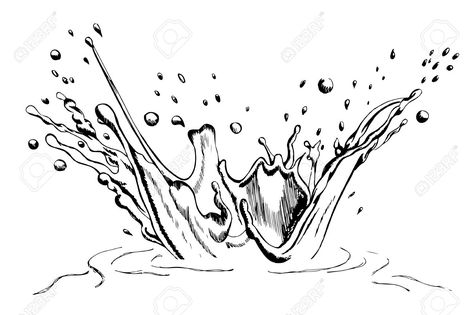 line drawing of splash Water Sketch, Images Pop Art, Wave Drawing, Tree Drawings Pencil, Water Splashing, Paint Trends, Milk Splash, Water Drawing, Art Sketches Pencil