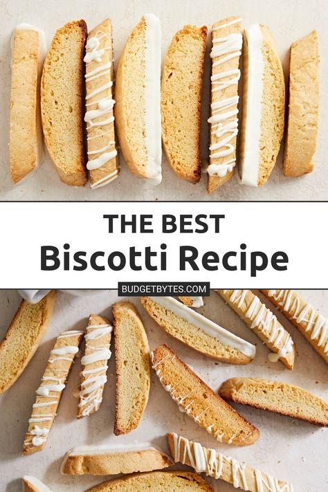 Homemade biscotti are a simple sweet treat that is endlessly customizable and are the perfect companion for a hot cup of homemade coffee. Pop over to our site for the recipe! | cookie recipes | desserts | baking recipes | budget recipes | Best Biscotti Recipe, Homemade Biscotti, Recipes Budget, Baking Therapy, Bread Maker Recipes, Budget Bytes, Almond Biscotti, Budget Recipes, Biscotti Recipe