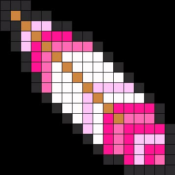 Pink Kandi Feather bead pattern Pink Kandi, Perler Bead Designs, Melty Bead Patterns, Fuse Bead Patterns, Pony Bead Patterns, Hama Beads Design, Perler Bead Templates, Motifs Perler, Kandi Patterns