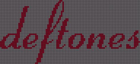 Deftones Crochet Pattern, Rock Band Alpha Pattern, Deftones Alpha Pattern, Alpha Knitting Patterns, Deftones Crochet Grid, Band Logo Pixel Art, Deftones Eyes, Deftones Crochet, Deftones Pixel Art