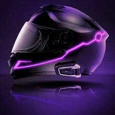 Purple Motorcycle Helmet, Rowan Aesthetic, Purple Helmet, Purple Motorcycle, Cortana Halo, Cool Motorcycle Helmets, Night Riding, Motorcross Bike, Custom Motorcycle Helmets