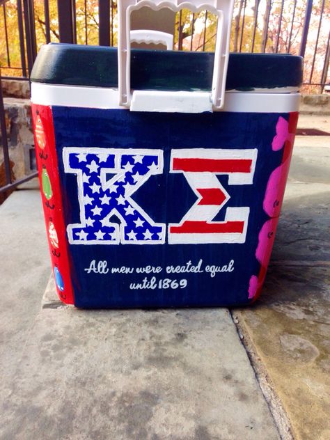 Kappa sigma formal American flag Kappa Sigma Frat Cooler, Frat Coolers Formal Nola, Kappa Sigma Cooler, Frat Coolers Formal, Frat Formal Coolers, Painted Fraternity Coolers, Nola Cooler, Formal Coolers, Formal Cooler Ideas