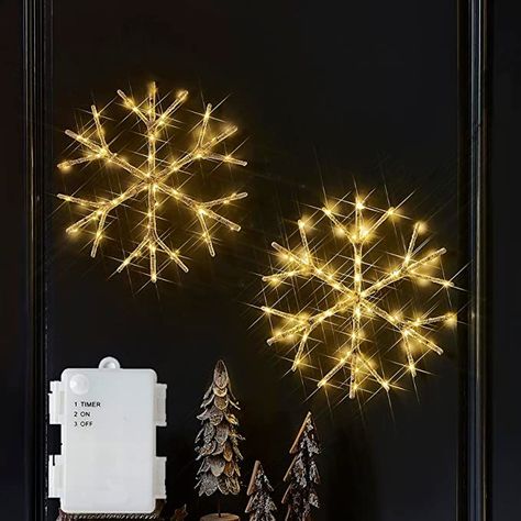 Outdoor Snowflake Lights, Window Christmas, Christmas Village Sets, Snowflake Lights, Christmas Light Installation, Christmas Window Decorations, Indoor String Lights, Christmas Window, Christmas Door Decorations