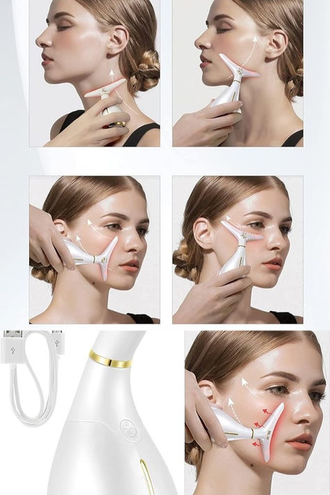 Ms.W Red Light Neck Face Massager,Portable Facial Massager for Skin Care,Electric Face Massage Kit with 45 ±5℃ Heat & 3 Massage Modes Facial Massager Device, Electric Face Roller Massager, Face Massager Machine, Facial Massager Tool, How To Use Face Massager, Gus Sha, Electric Face Massager, Facelift Massage, Massage Kit