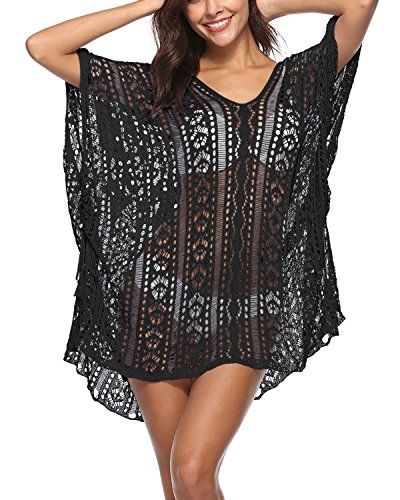 Catalina Plus Women's Swimsuit Bikini Beach Cover Ups Swimwear Bathing Suit Cover up Dress Beach Cover Up Black, Crochet Beach Cover Up, Bohemian Mini Dress, Boho Sundress, Knit Swimwear, Cover Beachwear, Bathing Suit Cover Up, Black Crochet, Swimsuit Cover