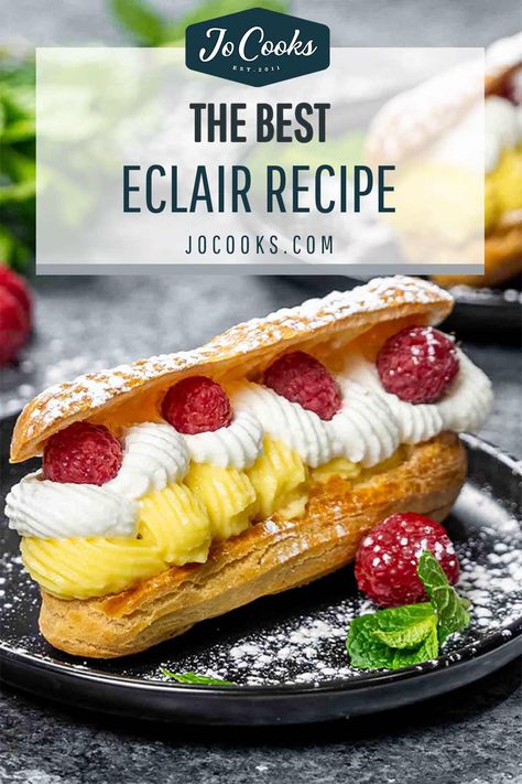 Best Eclairs Recipe, Homemade Eclairs, Buttermilk Scone Recipe, Vanilla Custard Recipe, Eclair Cream, Eclair Recipe, Avocado Chocolate Mousse, Jo Cooks, Healthy Italian