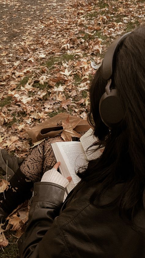 Fall Aesthetic, A Book, Headphones, Reading, Music