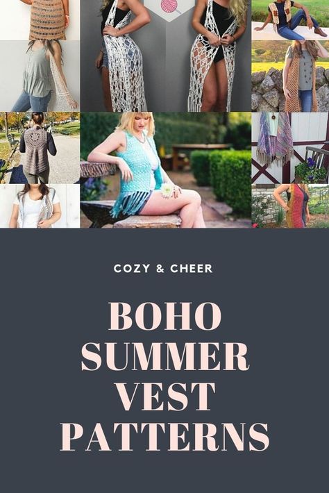 Boho Vest Crochet, Beachwear Coverups, Macrame Furniture, Crochet Vest Pattern Free, Tshirt And Shorts, Crochet Vests, Boho Yarn, Vest Crochet, Hippie Crochet