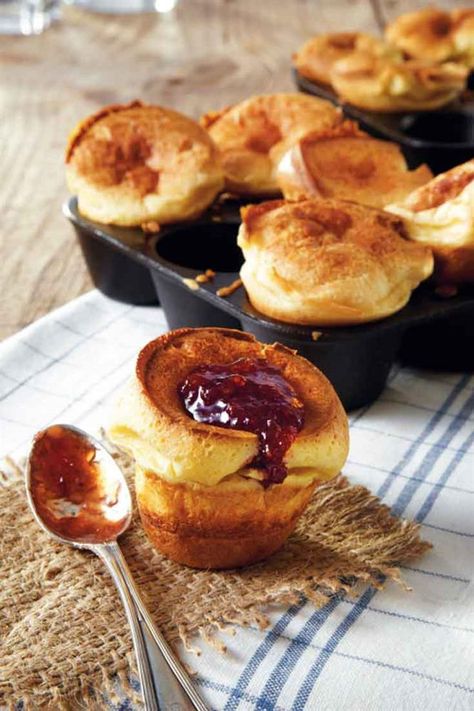 popovers with jam - lodge muffin pan recipe Cast Iron Muffin Pan, Popover Recipe, Bakery Treats, Iron Recipes, Lodge Cast Iron, Cast Iron Recipes, Yorkshire Pudding, Southern Food, Pan Recipes